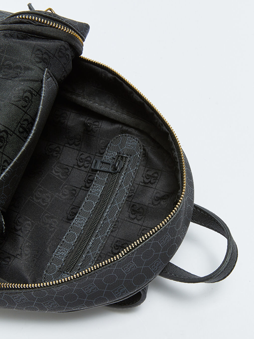 Siyah Monogram Desenli Kadın Sırt Çantası-6