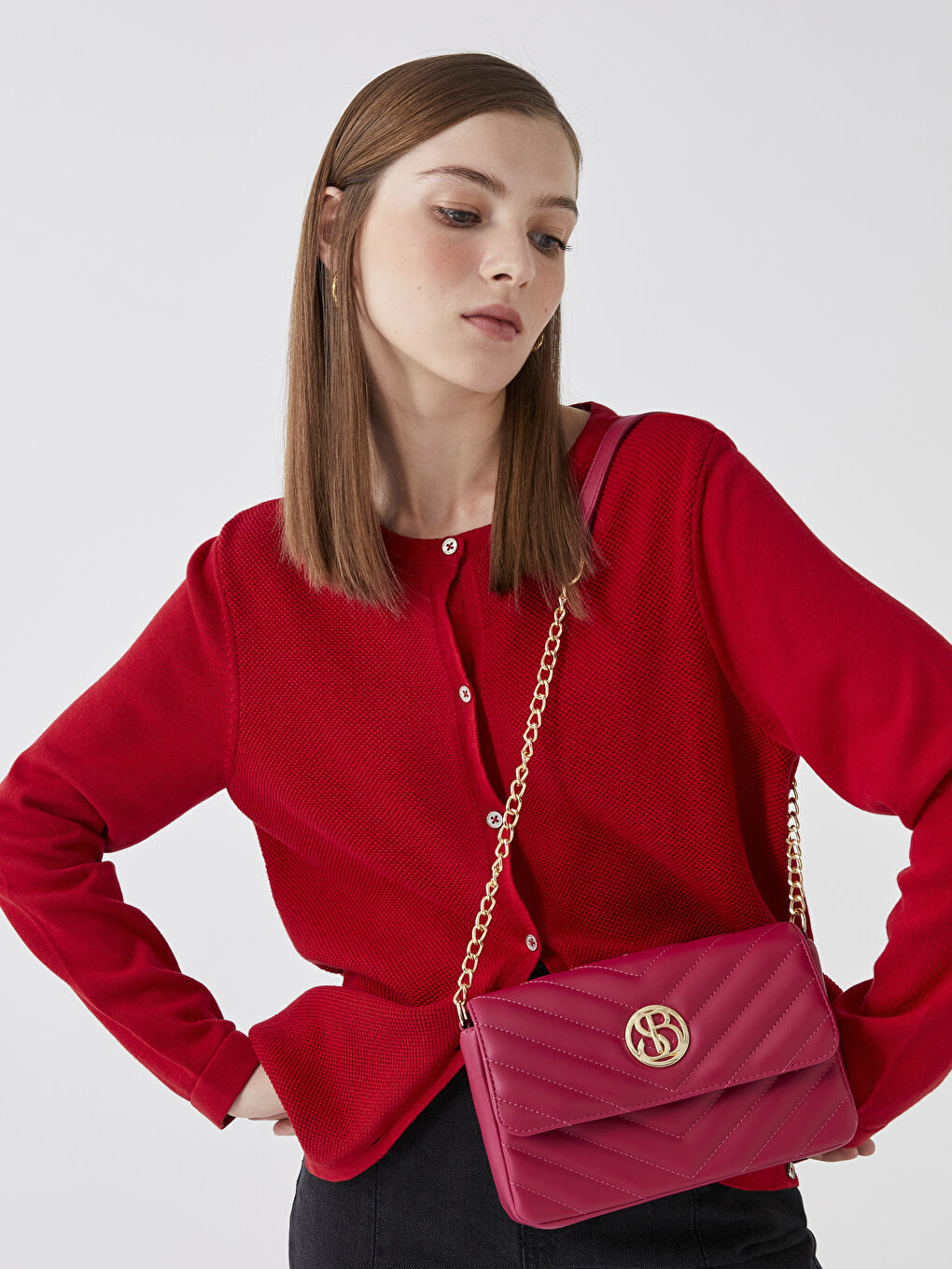 Fuşya Kapitone Desenli Kadın Çapraz Çanta