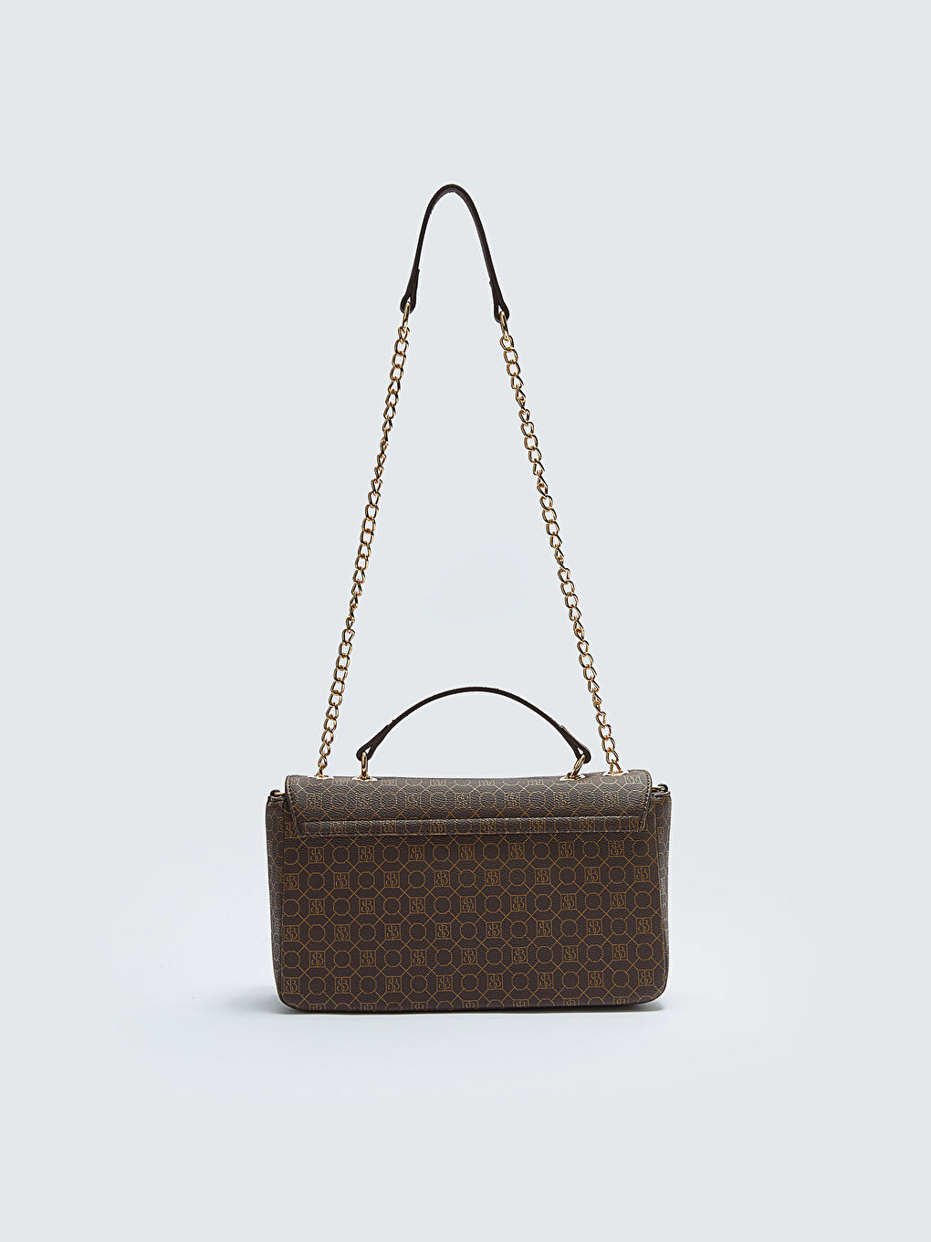 Kahverengi Monogram Desenli Kadın Çapraz Çanta-5