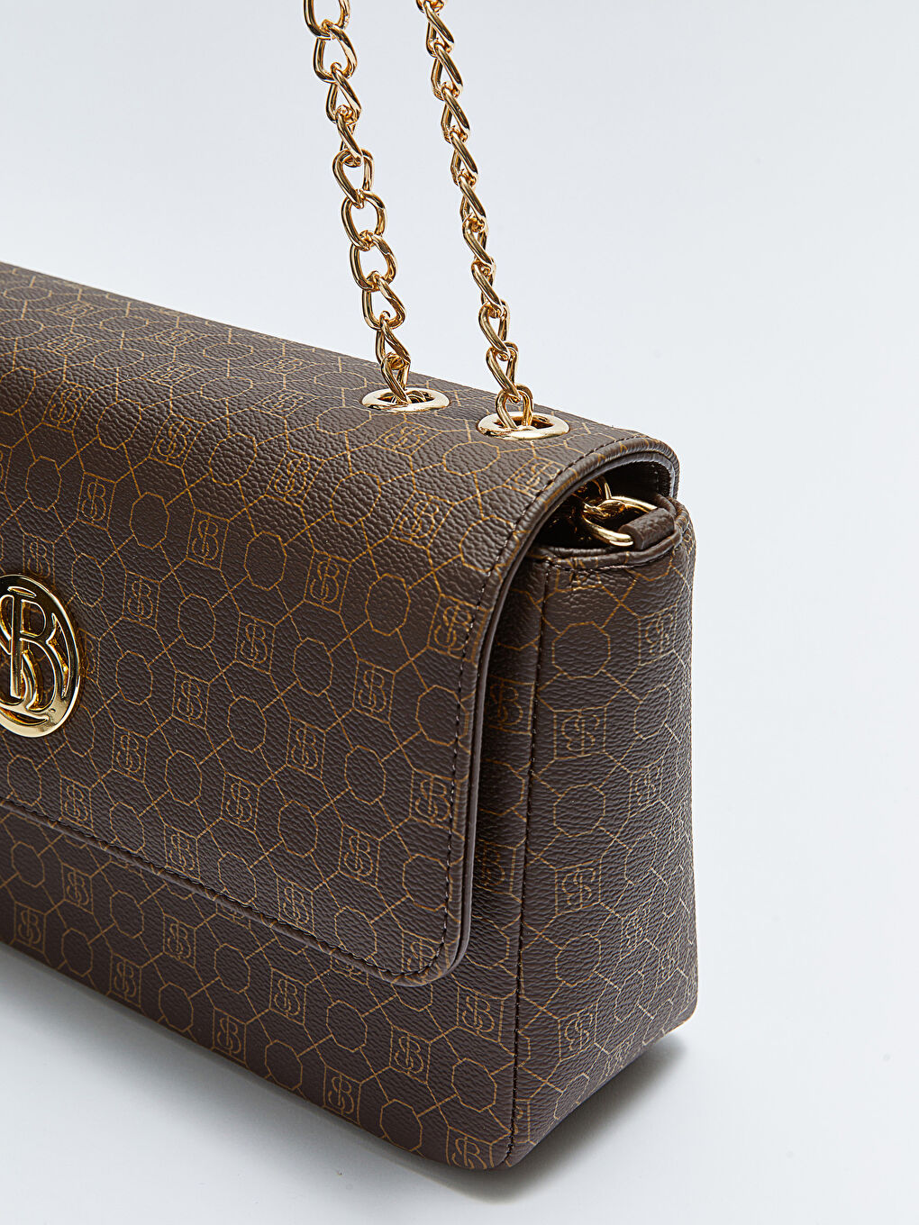 Kahverengi Monogram Desenli Kadın Çapraz Çanta-7