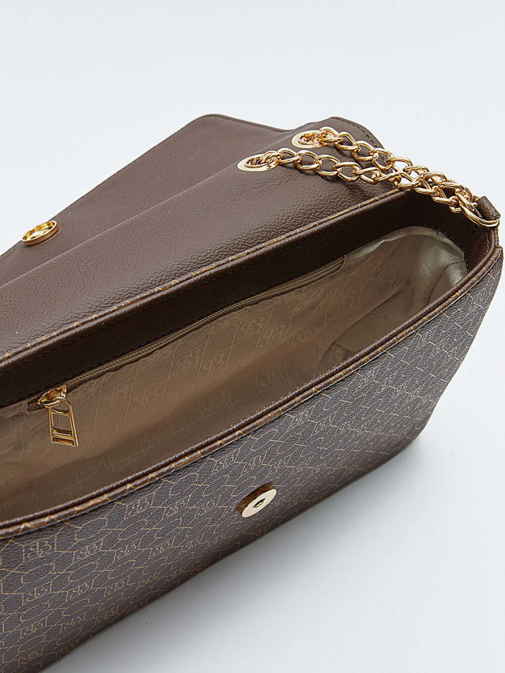 Kahverengi Monogram Desenli Kadın Çapraz Çanta-8