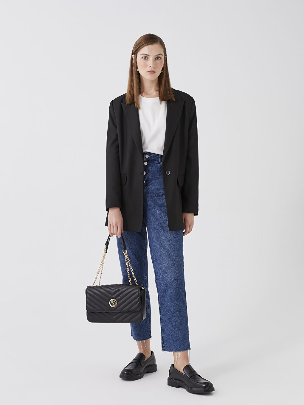 Siyah Kapitone Desenli Kadın Omuz Çantası-2