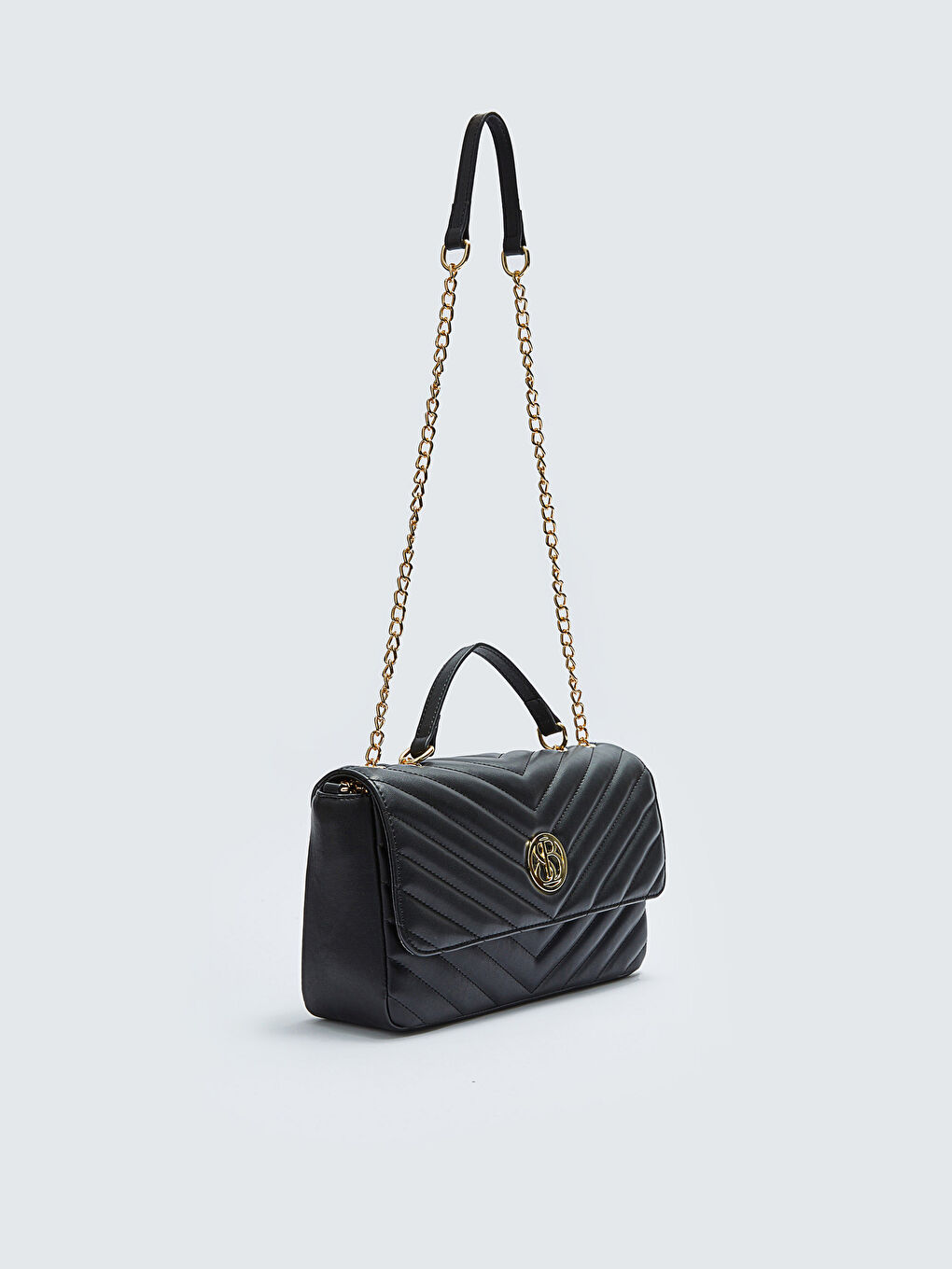 Siyah Kapitone Desenli Kadın Omuz Çantası-4