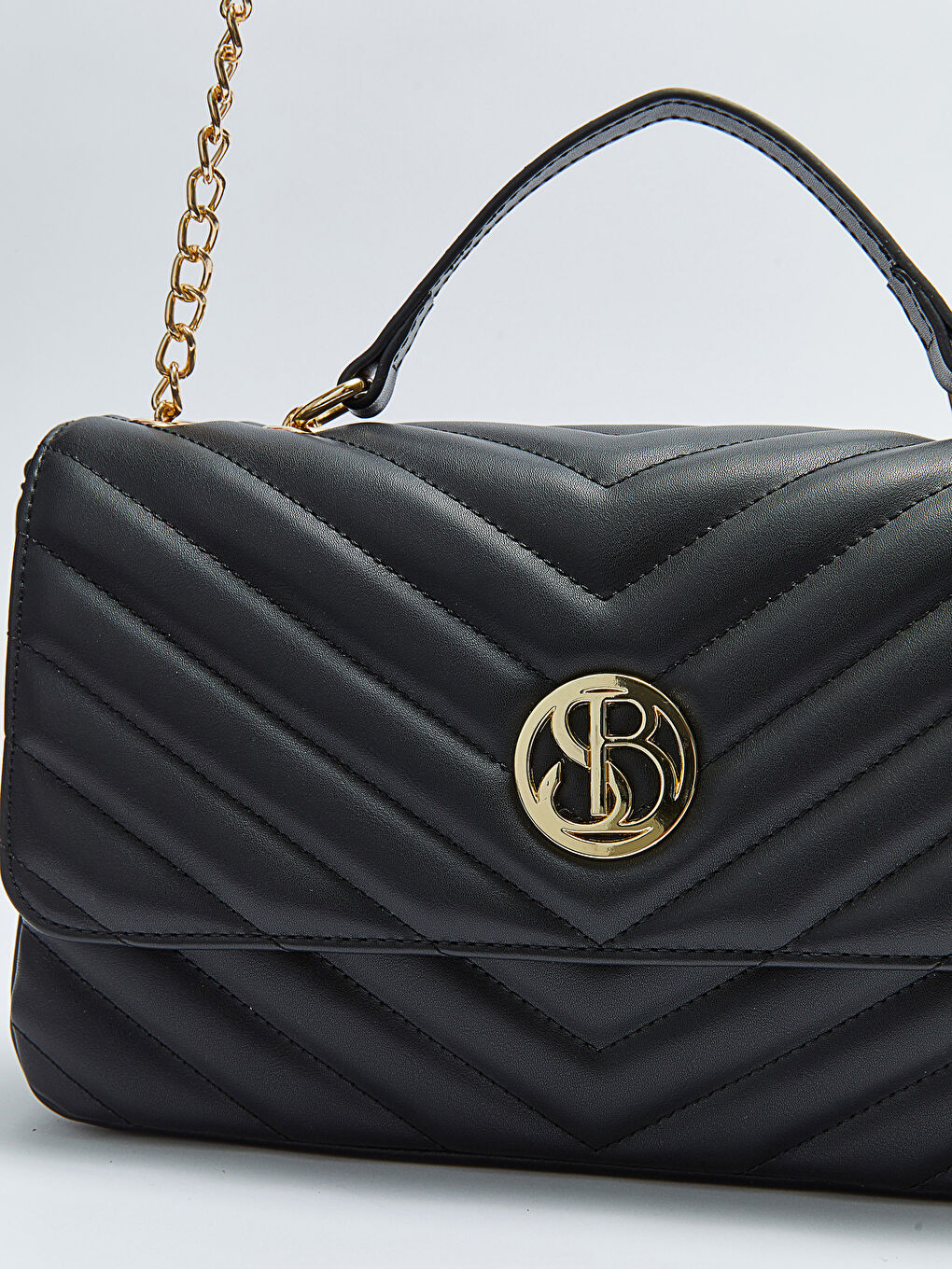 Siyah Kapitone Desenli Kadın Omuz Çantası-6