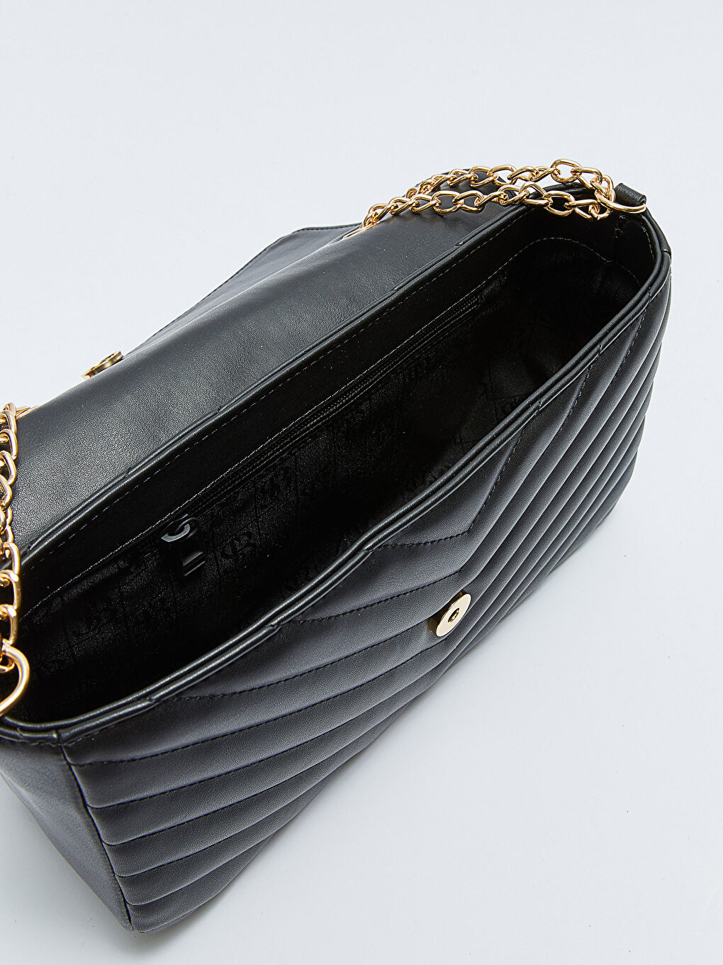 Siyah Kapitone Desenli Kadın Omuz Çantası-8