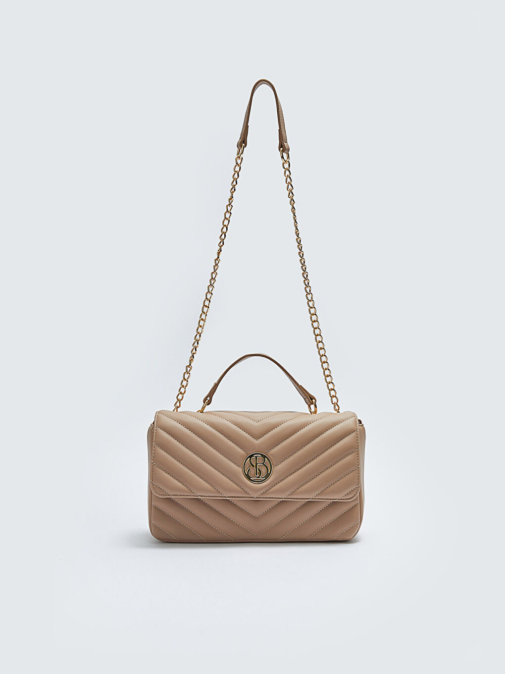 Kahverengi Kapitone Desenli Kadın Omuz Çantası-3