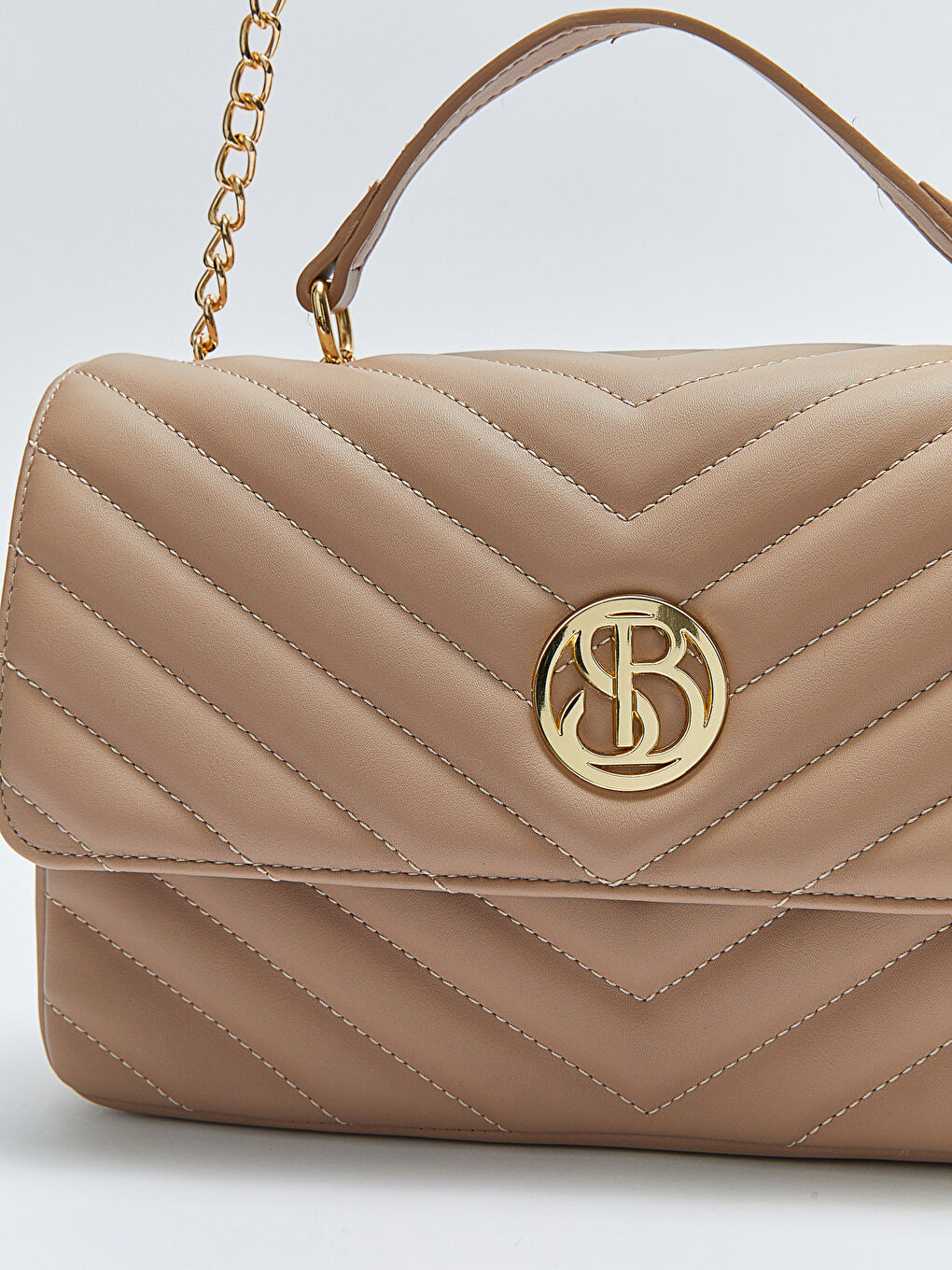 Kahverengi Kapitone Desenli Kadın Omuz Çantası-6