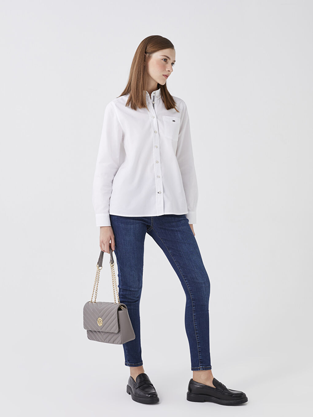 Gri Kapitone Desenli Kadın Omuz Çantası-2