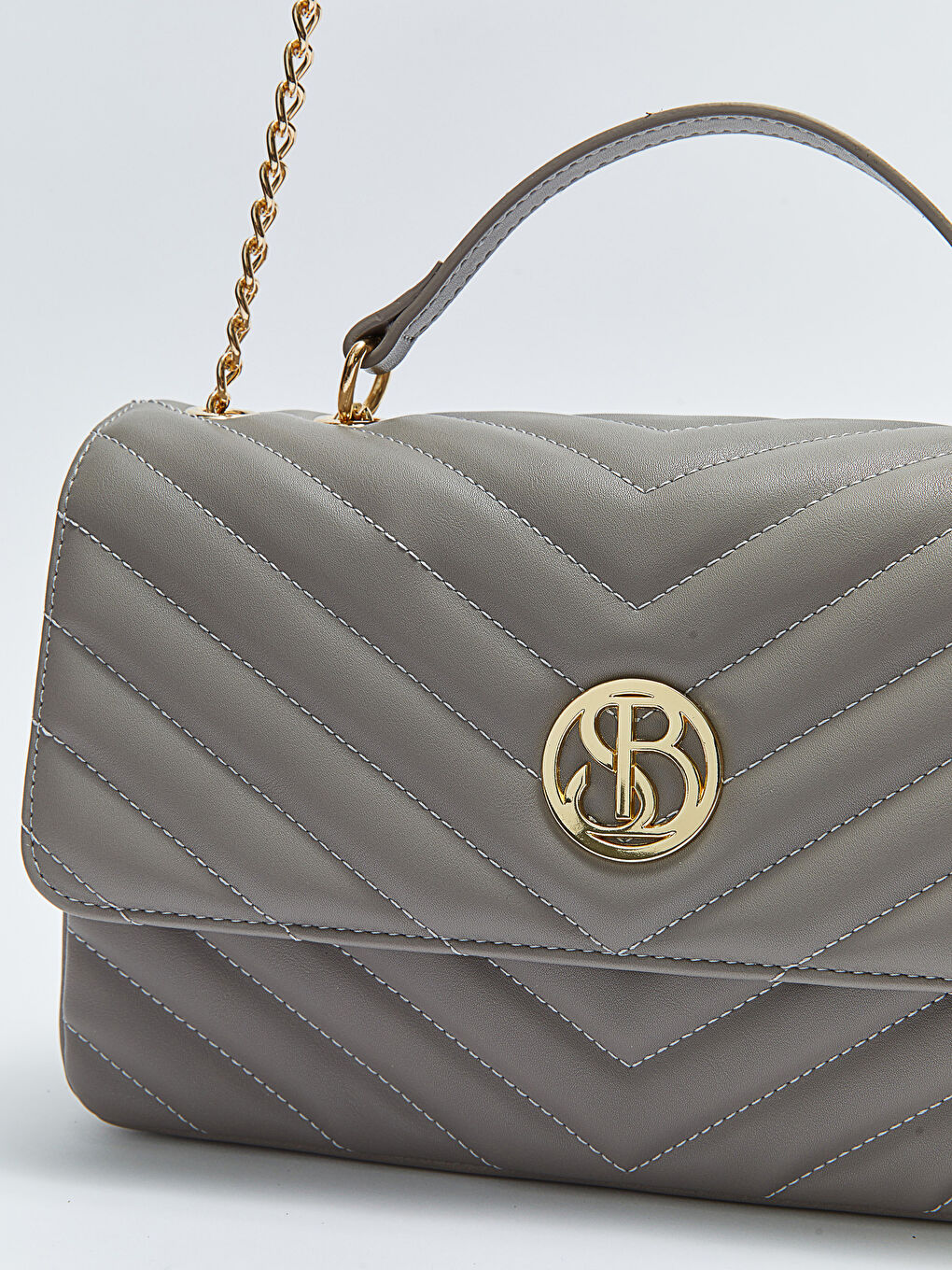 Gri Kapitone Desenli Kadın Omuz Çantası-6