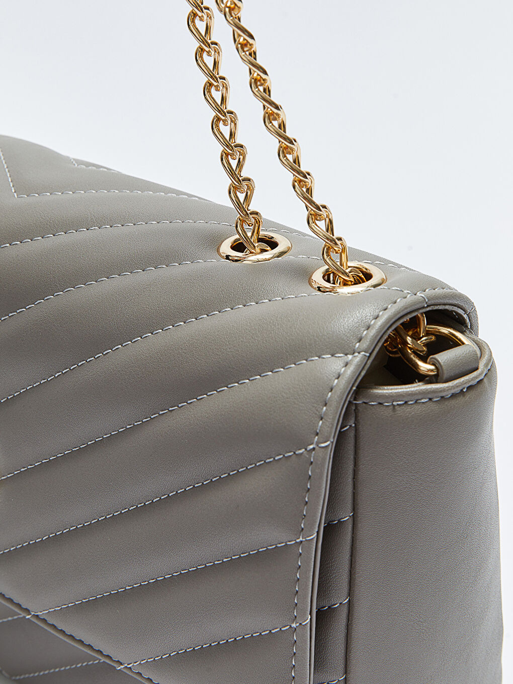 Gri Kapitone Desenli Kadın Omuz Çantası-7