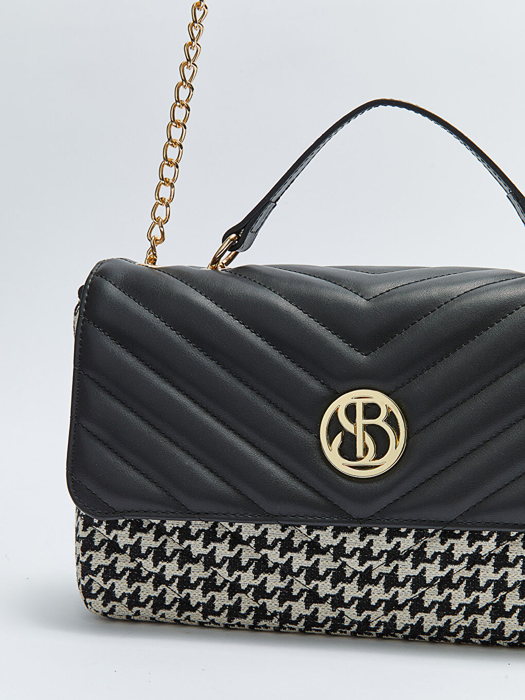 Siyah Kazayağı Desenli Kadın Çapraz Çanta-6