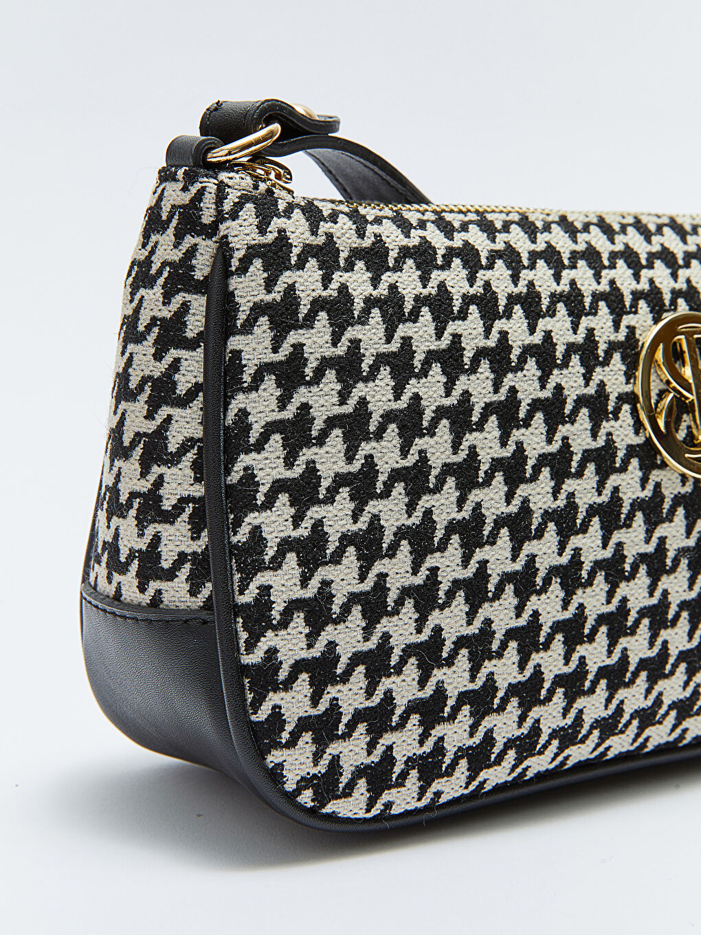 Siyah Kazayağı Desenli Kadın Omuz Çantası-6