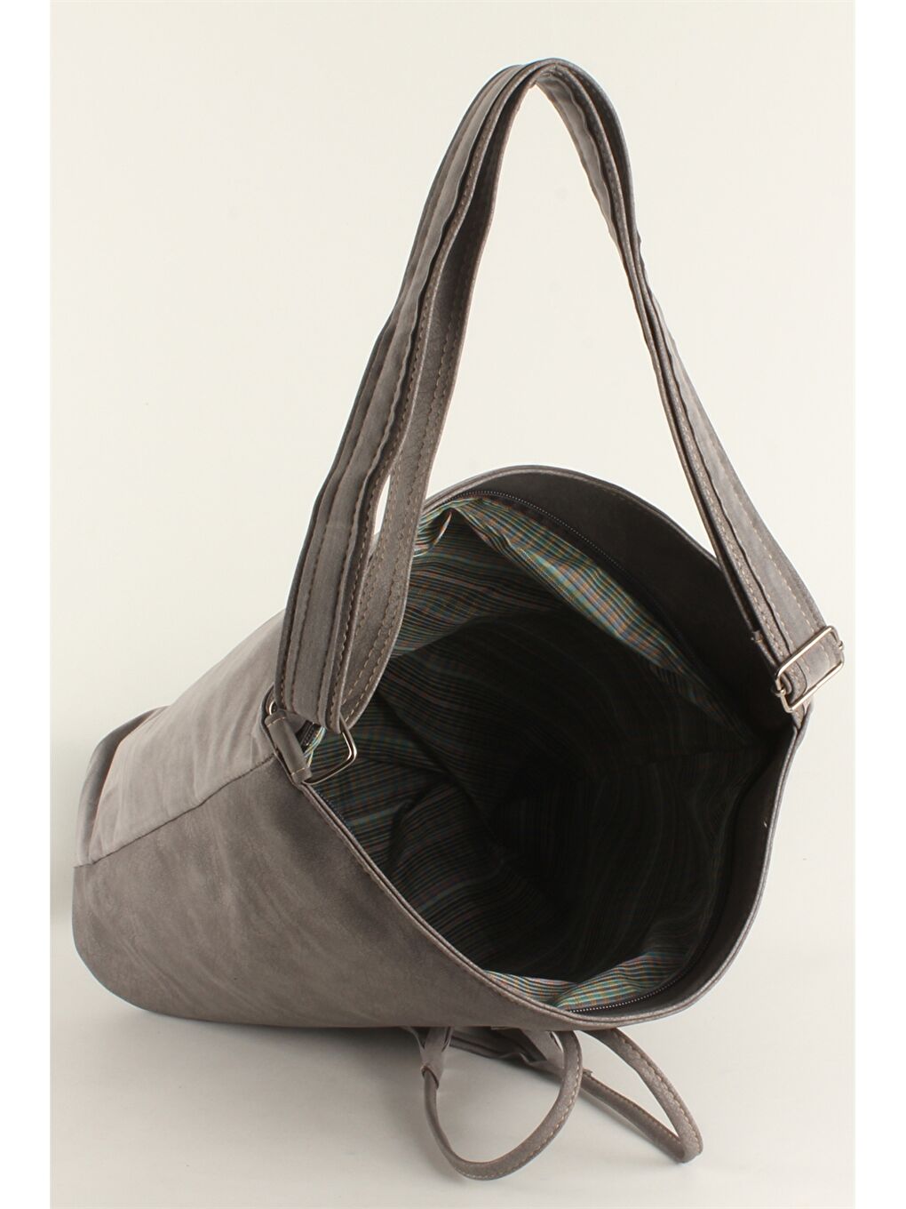 Gri Süet Görünümlü Kadın Omuz Çantası-3