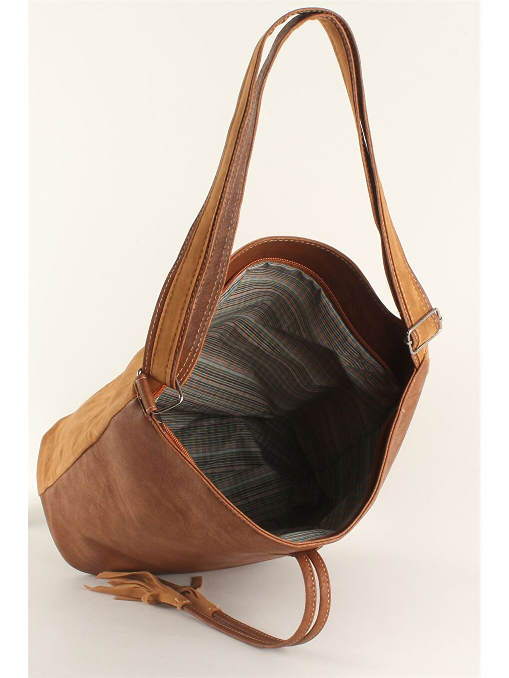 Ekru Süet Görünümlü Kadın Omuz Çantası-2