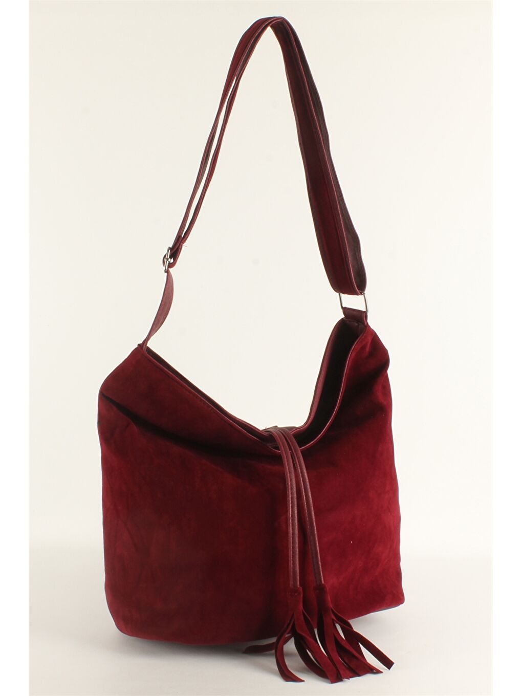 Bordo Süet Görünümlü Kadın Omuz Çantası