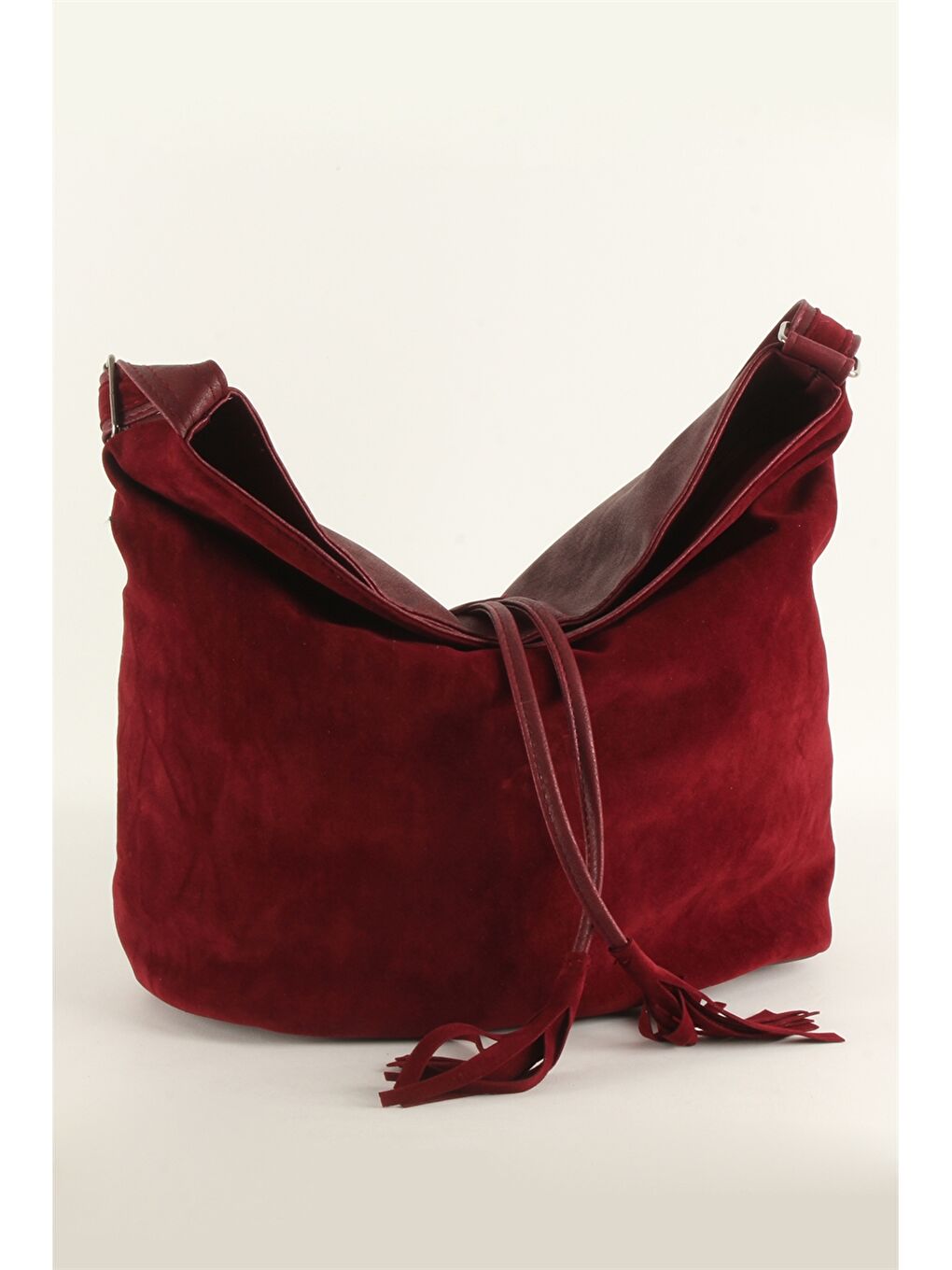 Bordo Süet Görünümlü Kadın Omuz Çantası-2