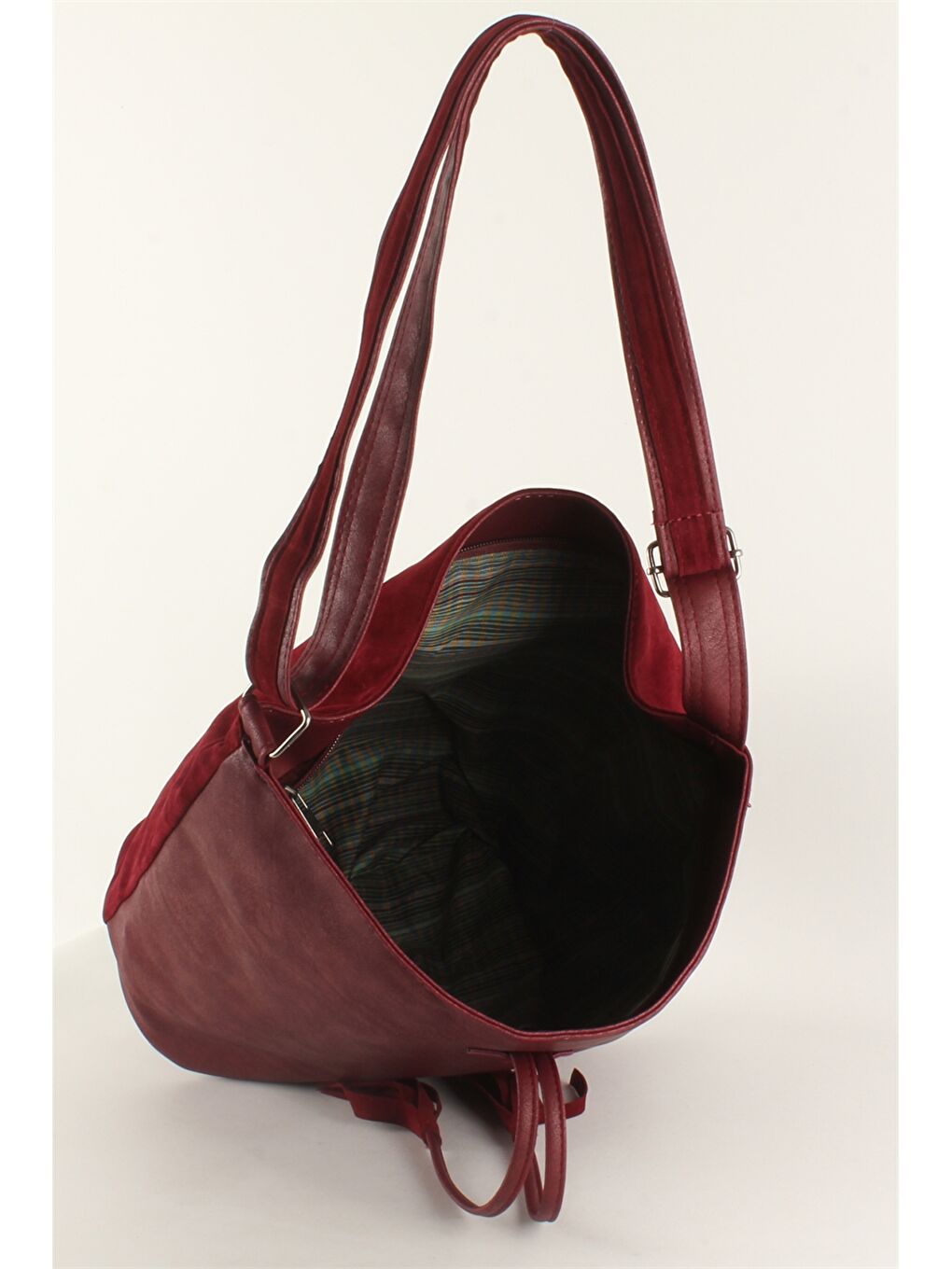 Bordo Süet Görünümlü Kadın Omuz Çantası-3