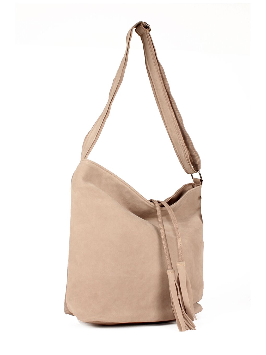 Bej Süet Görünümlü Kadın Omuz Çantası