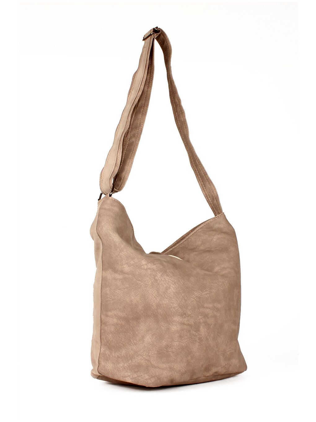 Bej Süet Görünümlü Kadın Omuz Çantası-1