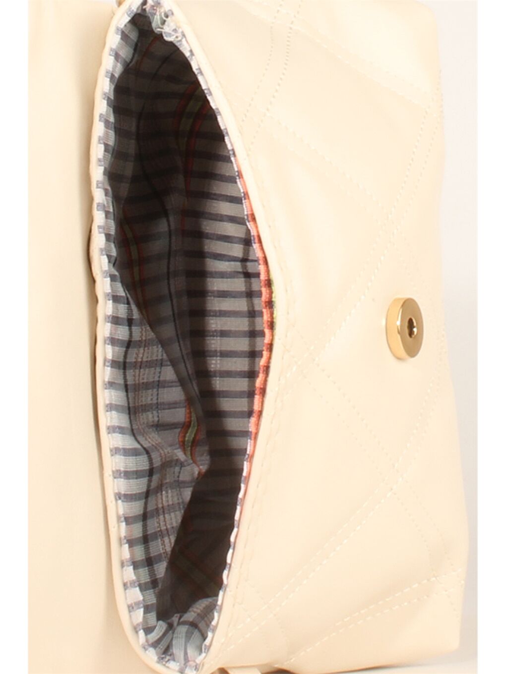 Ekru Deri Görünümlü Kapitoneli Kadın Omuz Çantası-2