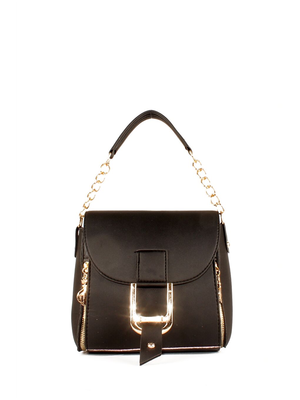 Siyah Deri Görünümlü Kadın Kol Çantası