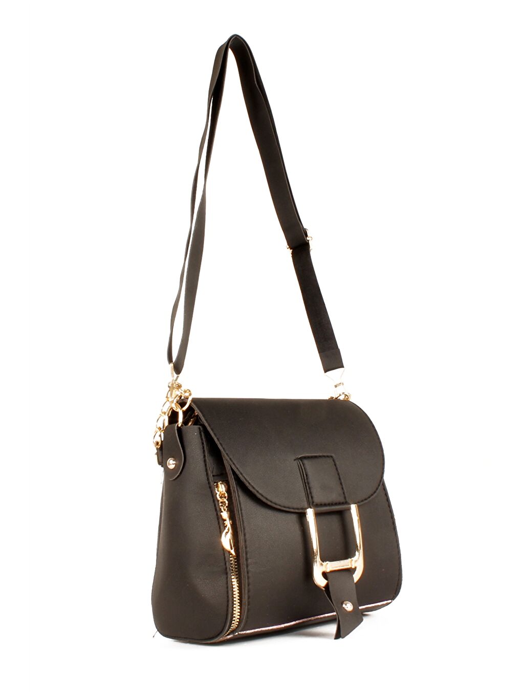 Siyah Deri Görünümlü Kadın Kol Çantası-1