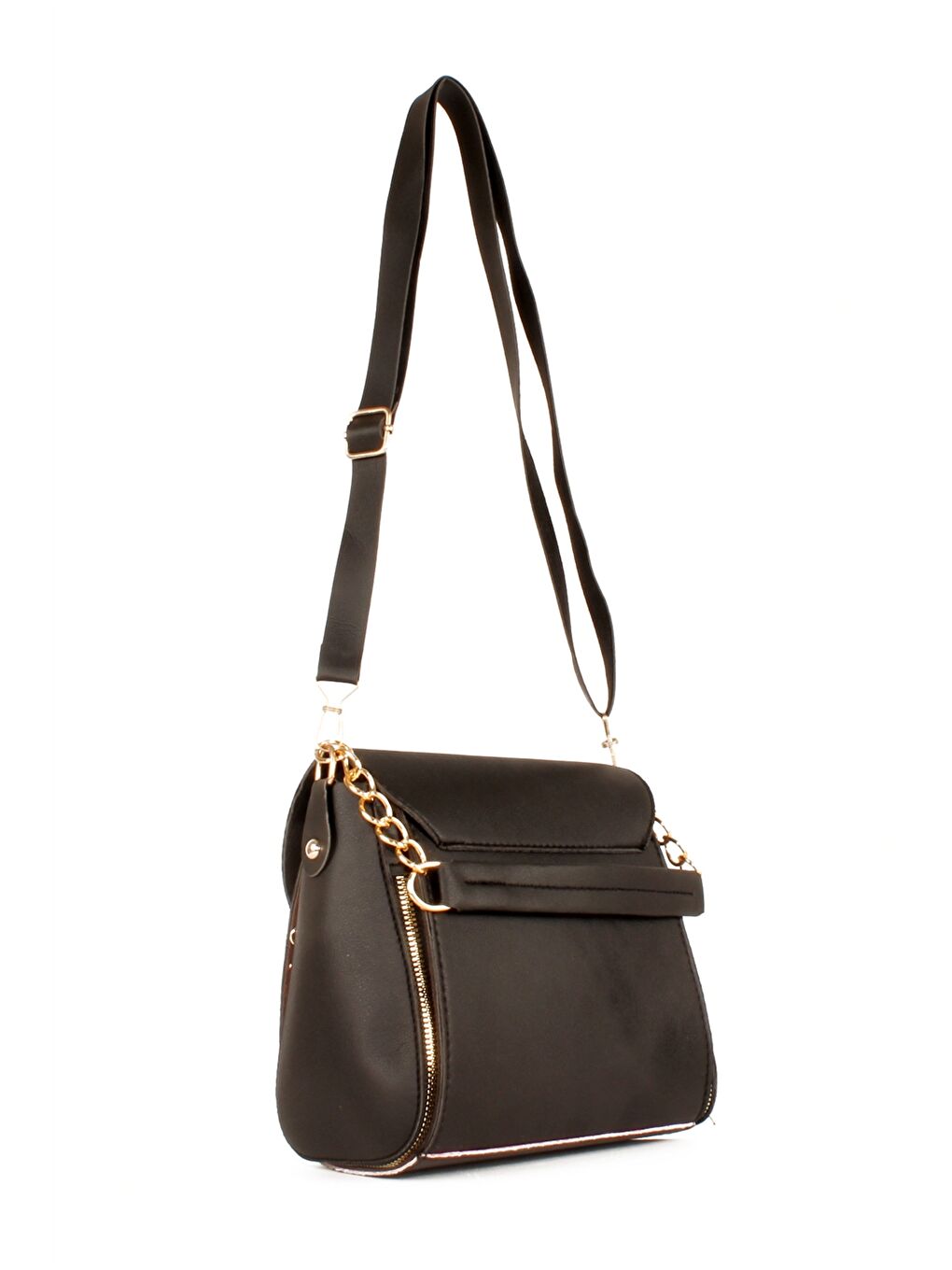 Siyah Deri Görünümlü Kadın Kol Çantası-2