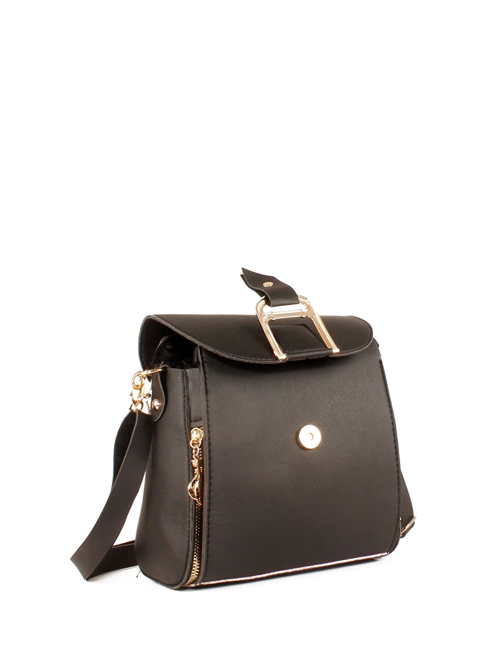 Siyah Deri Görünümlü Kadın Kol Çantası-3