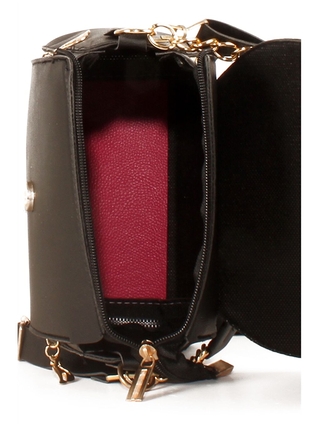 Siyah Deri Görünümlü Kadın Kol Çantası-4