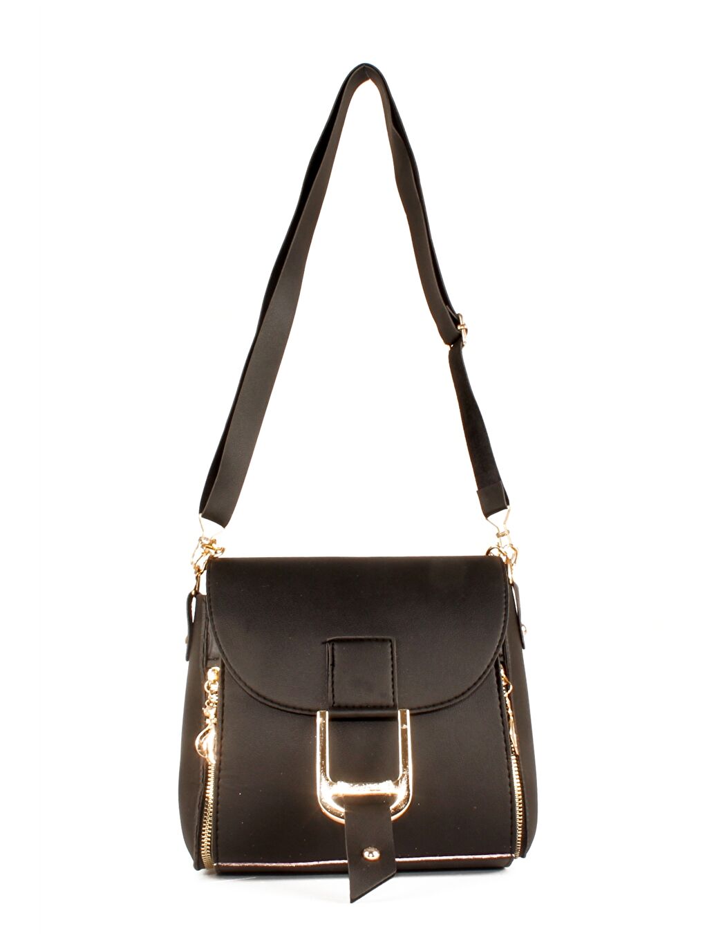 Siyah Deri Görünümlü Kadın Kol Çantası-6