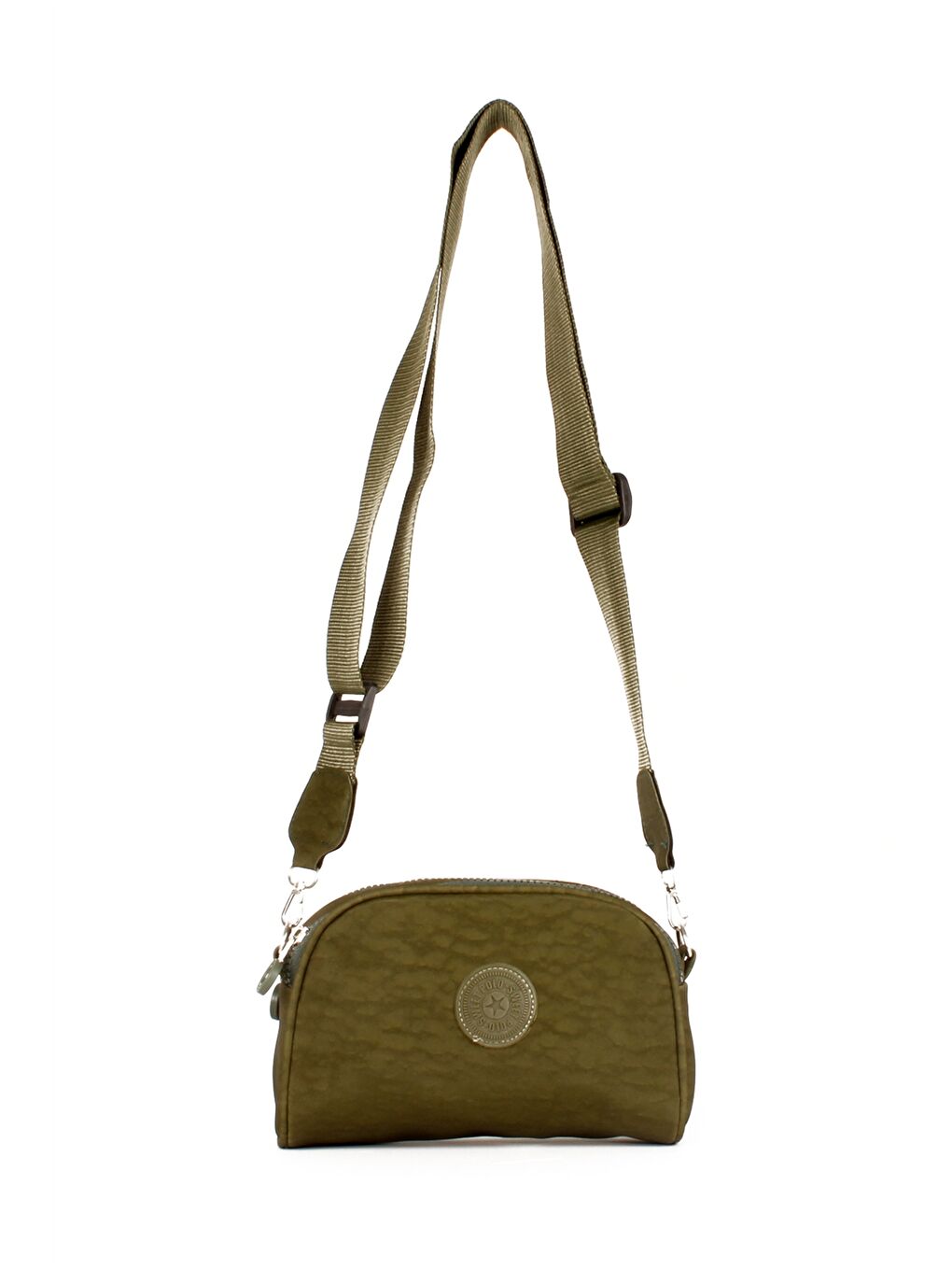 Haki Etiket Baskılı Kadın Çapraz Çanta-1