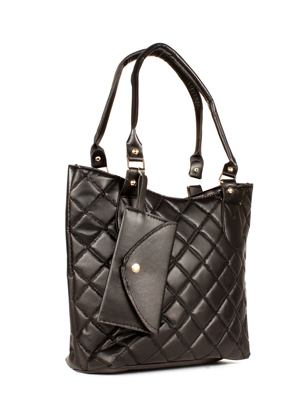 Sac Fourre-tout Matelassé en Similicuir pour Femmes-1
