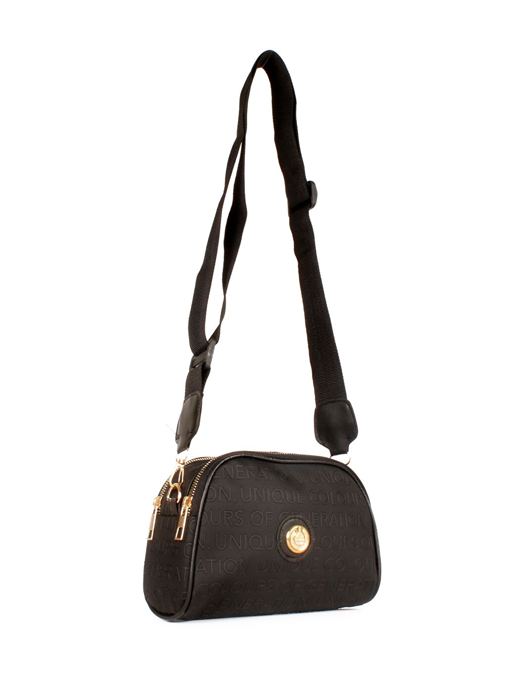 Siyah Deri Görünümlü Kadın Çapraz Çanta