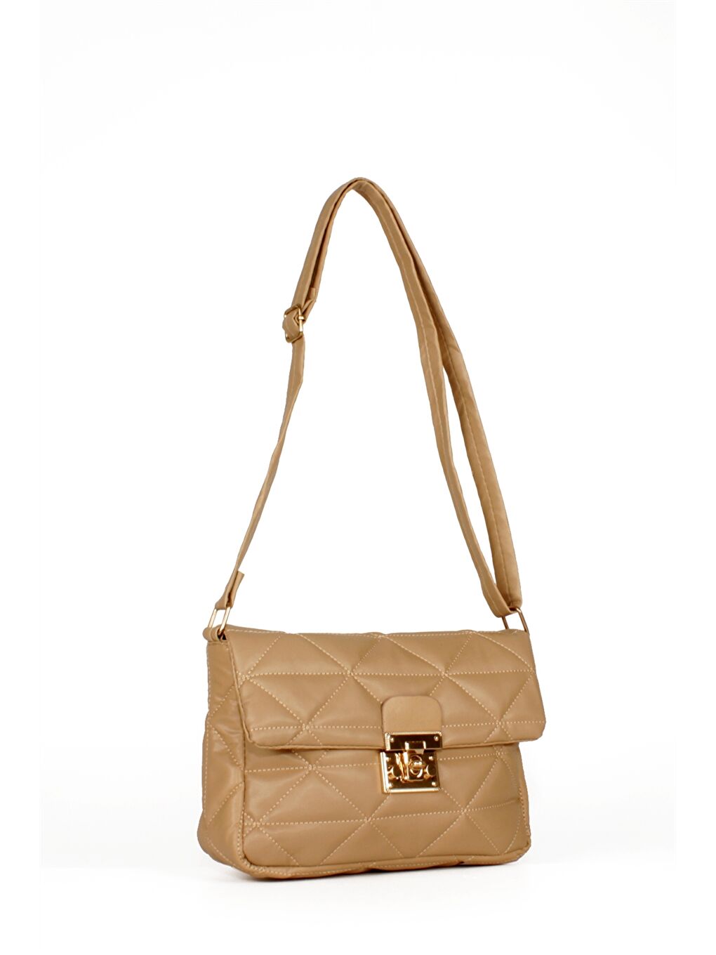 Kahverengi Deri Görünümlü Kapitoneli Kadın Çapraz Çanta