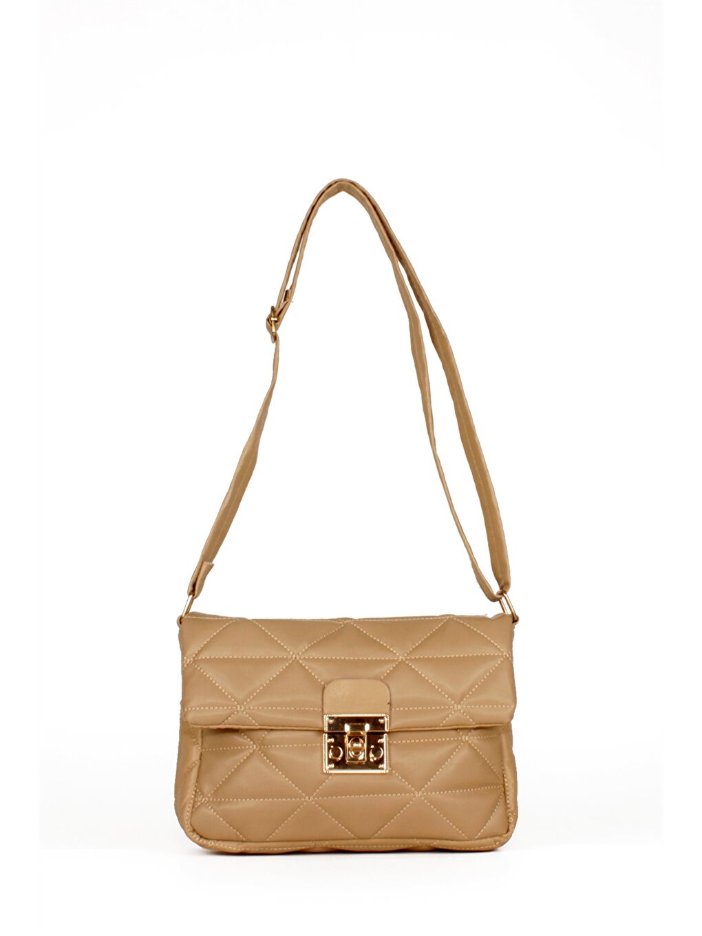 Kahverengi Deri Görünümlü Kapitoneli Kadın Çapraz Çanta-1