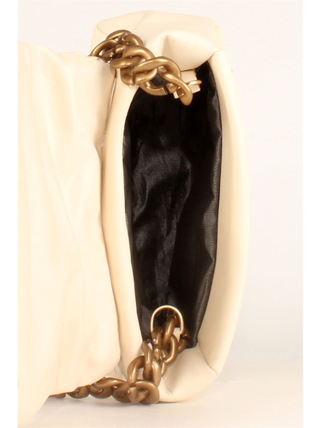 Ekru Deri Görünümlü Kendinden Desenli Kadın Omuz Çantası-2