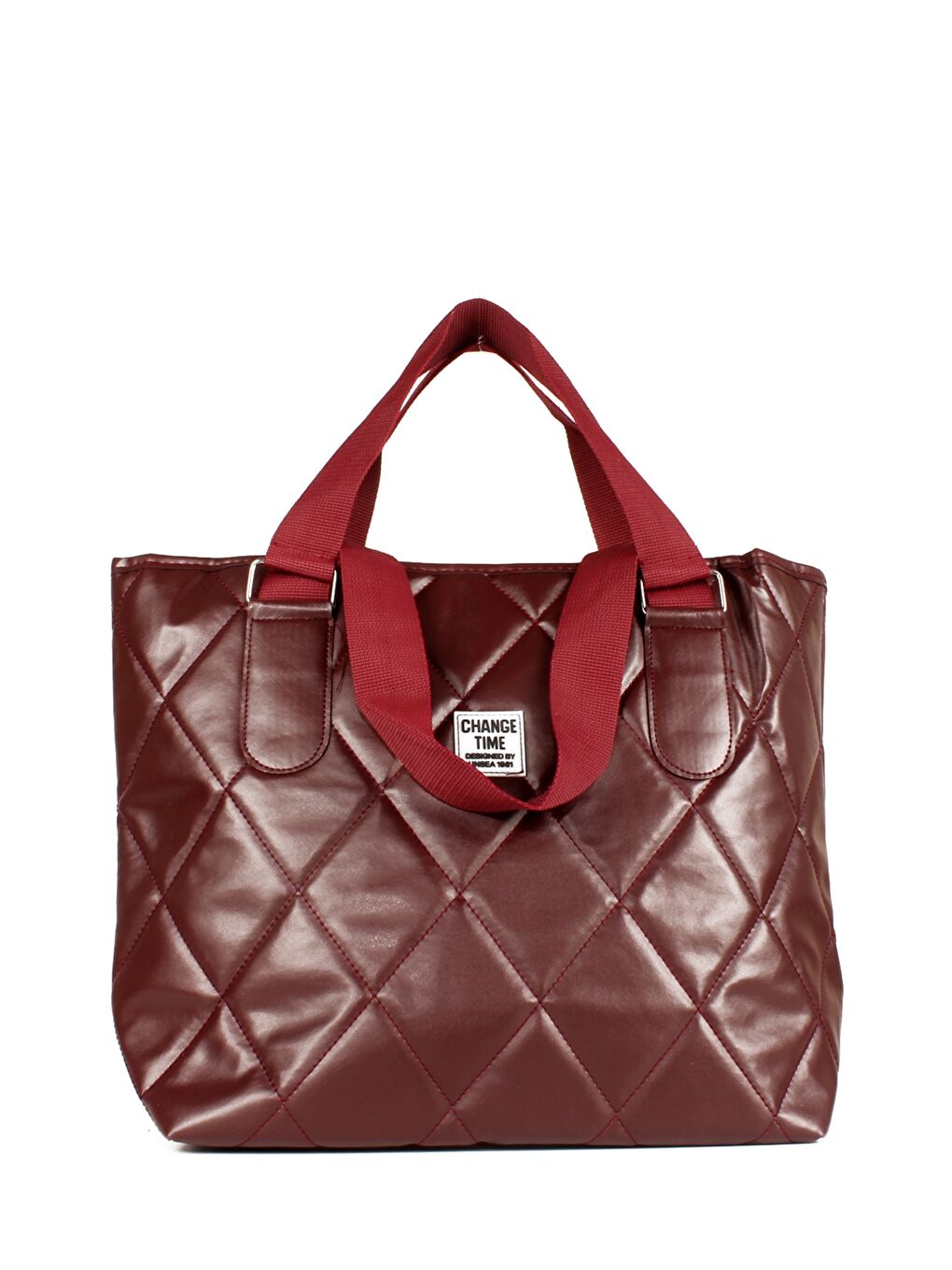 Bordo Deri Görünümlü Kapitoneli Kadın Omuz Çantası-1