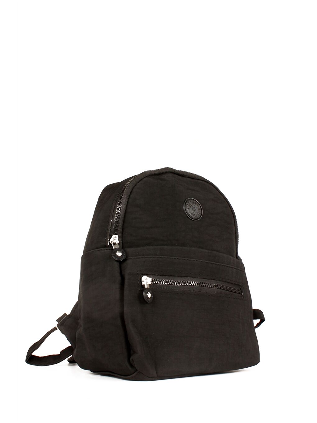 Siyah Etiket Baskılı Kadın Sırt Çantası