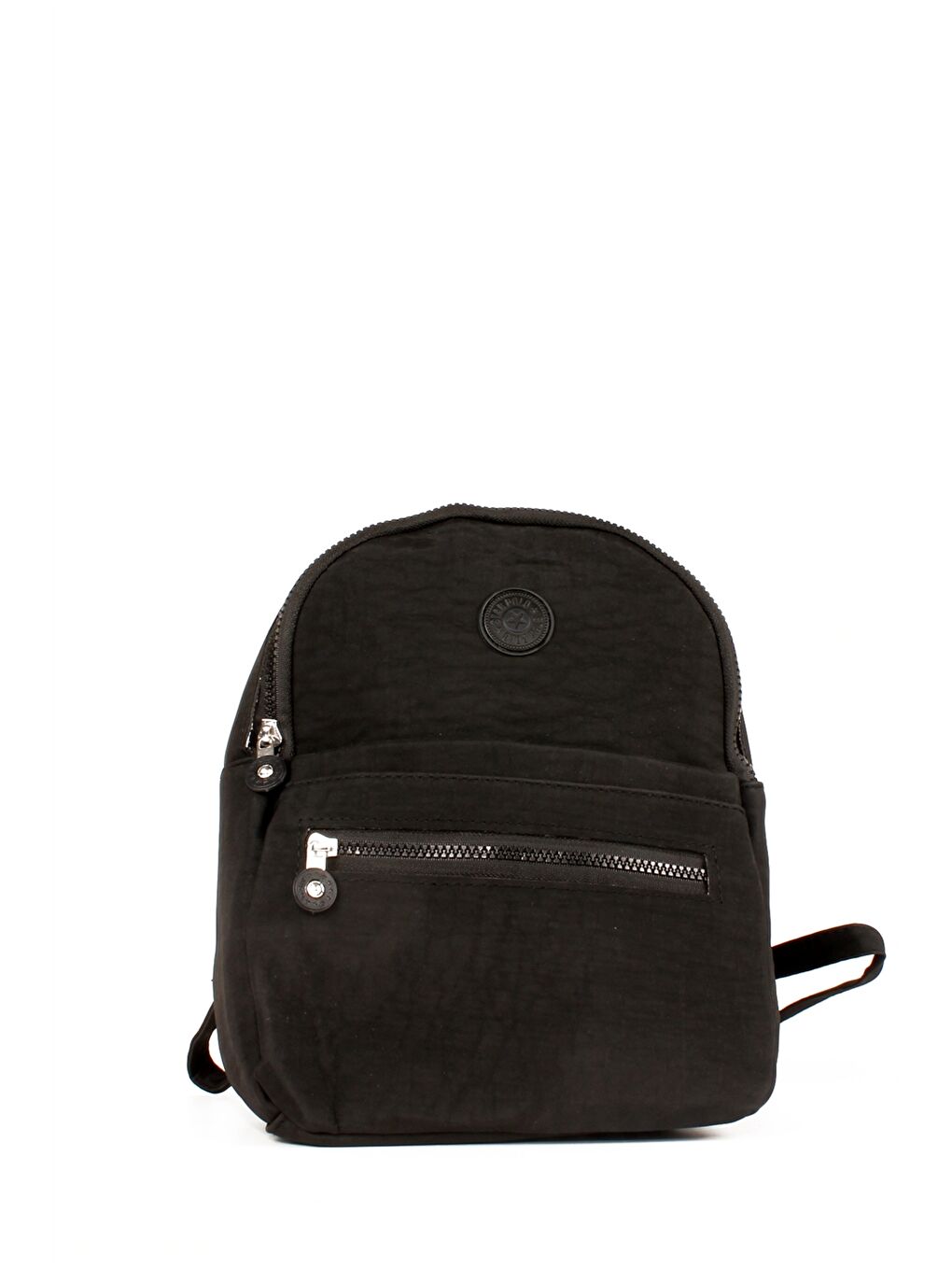 Siyah Etiket Baskılı Kadın Sırt Çantası-1