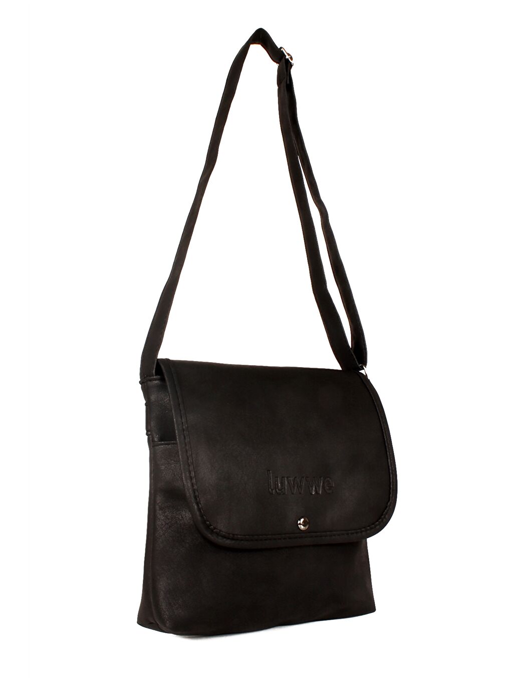 Siyah Yazı Baskılı Kadın Postacı Çantası