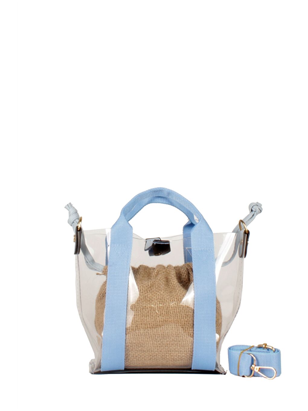 Mavi Şeffaf Görünümlü Kadın Kol Çantası-1