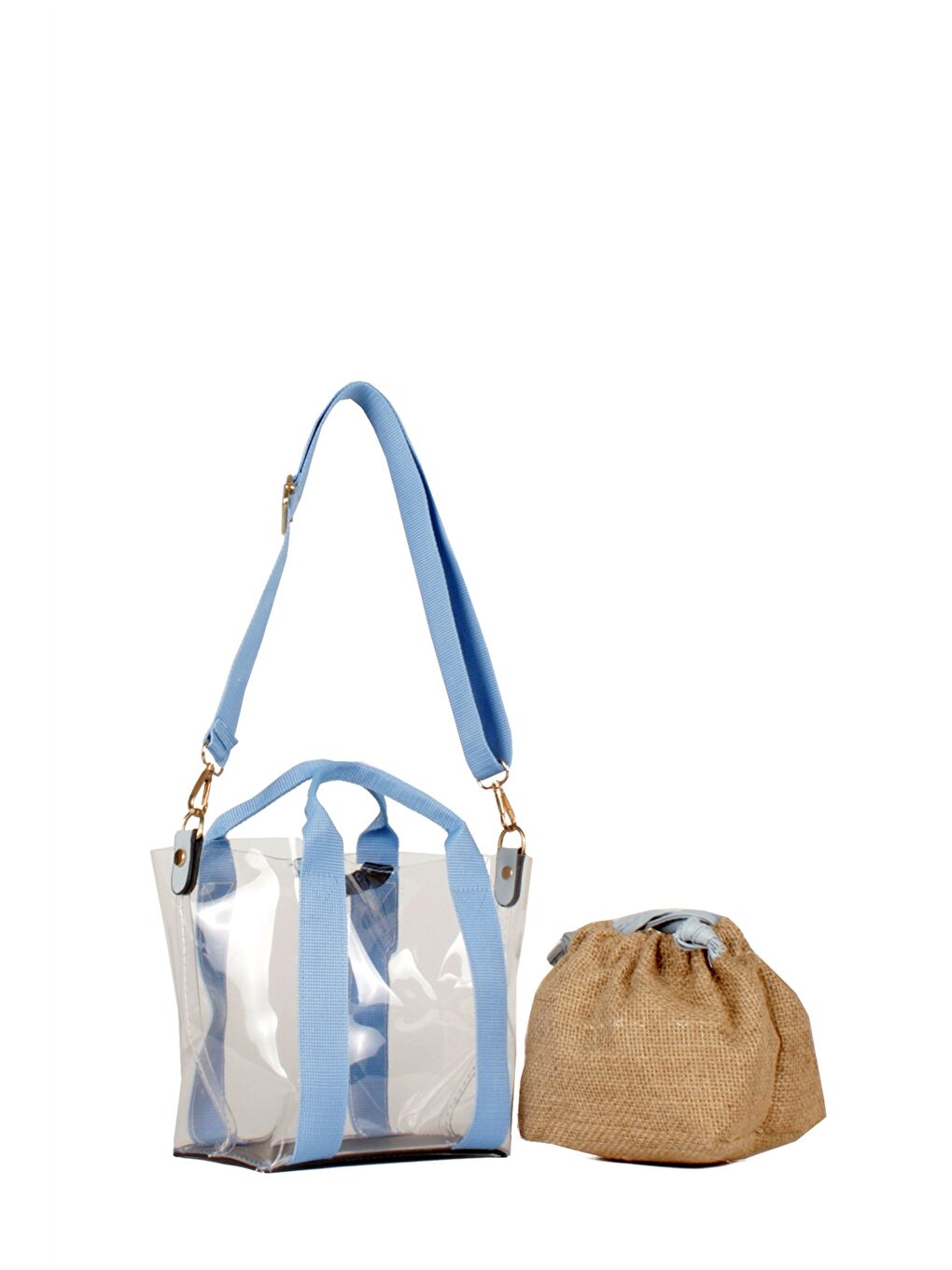 Mavi Şeffaf Görünümlü Kadın Kol Çantası-2