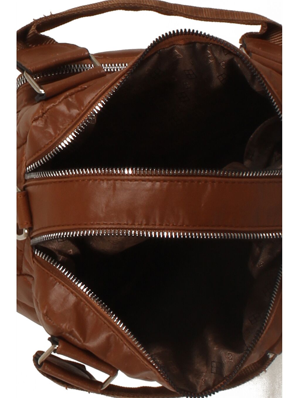 Ekru Deri Görünümlü Kapitoneli Kadın Çapraz Çanta-4