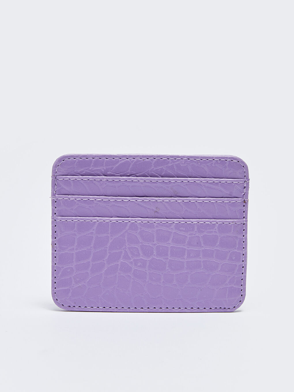Mor Deri Görünümlü Kroko Desenli Kadın Kartlık