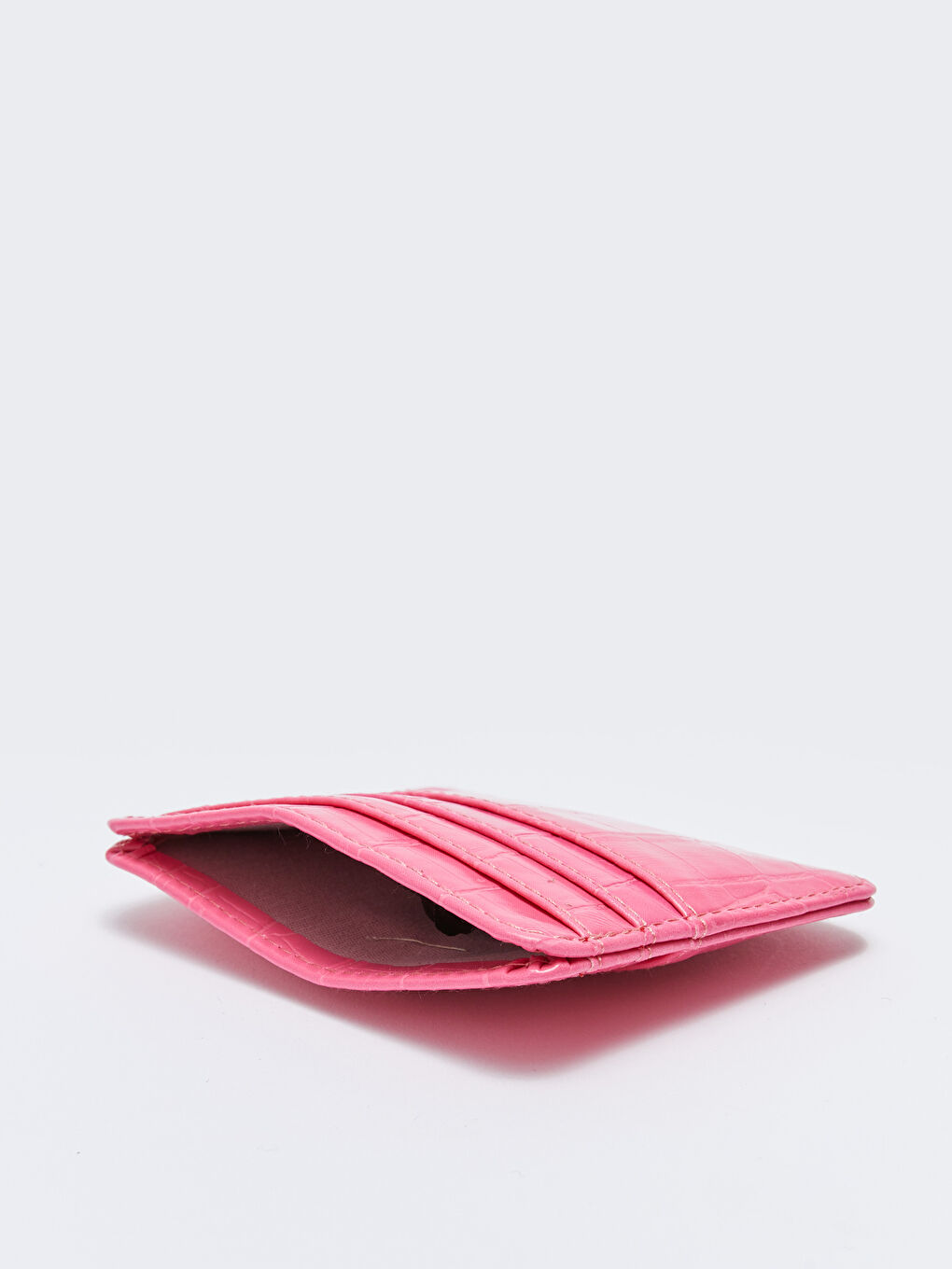 Fuşya Deri Görünümlü Kroko Desenli Kadın Kartlık-2