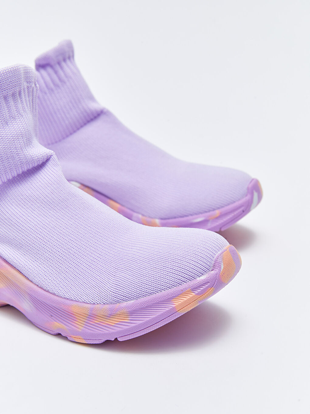 Lila Minnie Mouse Nakışlı Kız Çocuk Çorap Model Ayakkabı-2