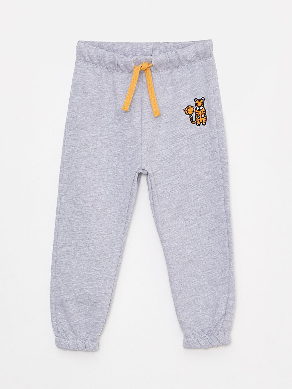 Gri Beli Lastikli Nakış Detaylı Erkek Bebek Pijama Alt