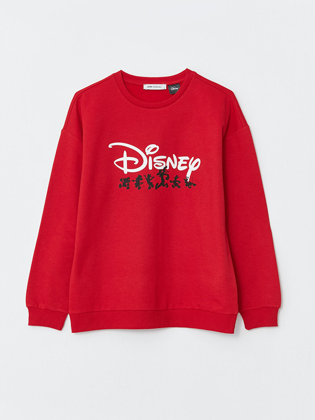 LCW Vision Kırmızı Bisiklet Yaka Mickey ve Arkadaşları Baskılı Uzun Kollu Kadın Sweatshirt - 5