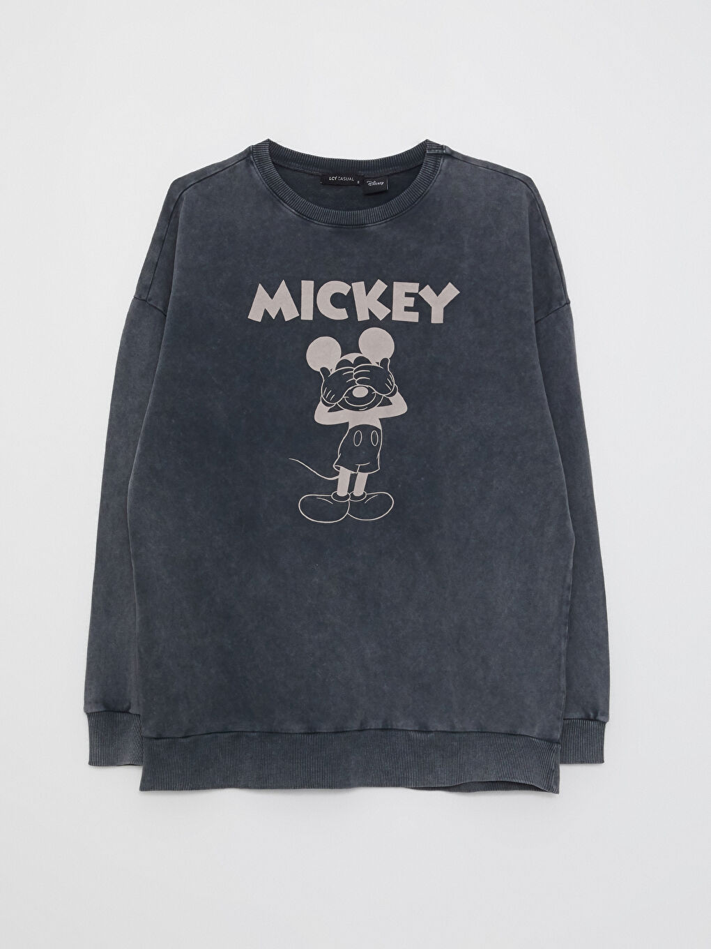 Crew Neck Mickey Mouse Printed Long Sleeve Oversize Women's Sweatshirt-5