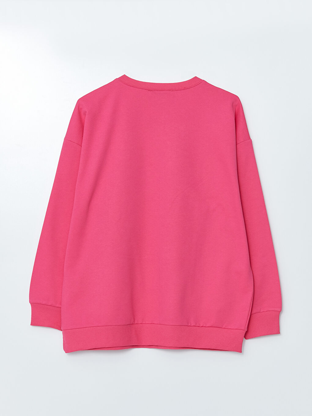 Fuşya Bisiklet Yaka Taş Devri Baskılı Uzun Kollu Kadın Sweatshirt-5